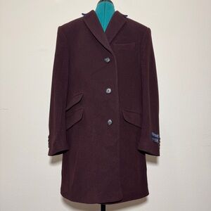 Tommy Hilfiger Men Wool Blended Cashmere Blend Burgundy Coat Size 40R